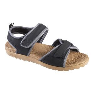 Acorn Grafton Black Leather Adjustable Hook & Loop Comfort Sandal Size 7 NWT